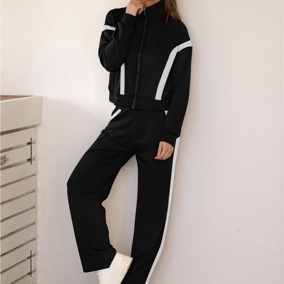Lounge Set Women Casual 2 Piece Tracksuit Zip Up Sweatshirt Sweatpants Large - Picture 2 of 4